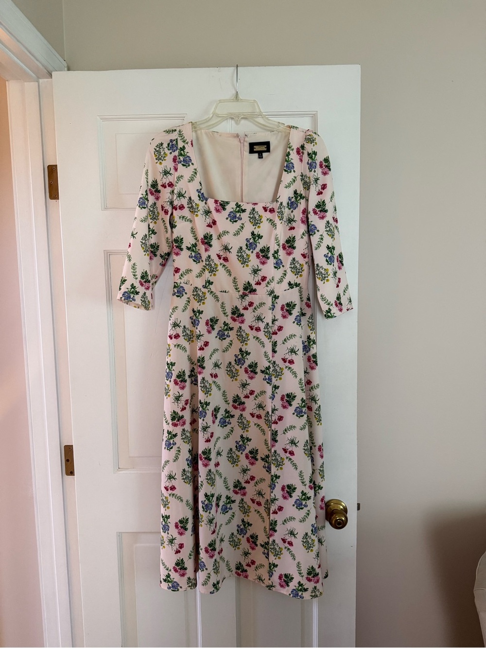 Floral Square-Neck Midi Dress